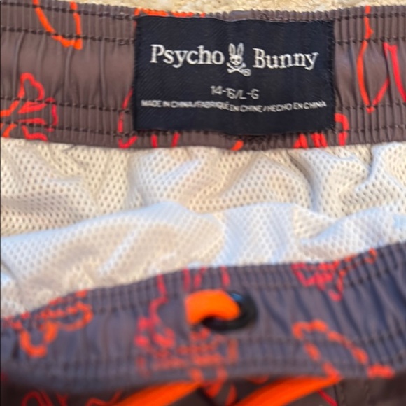 Psycho Bunny Boy’s Swim Shorts with Bunny Print - Gray and Orange - Picture 3 of 3